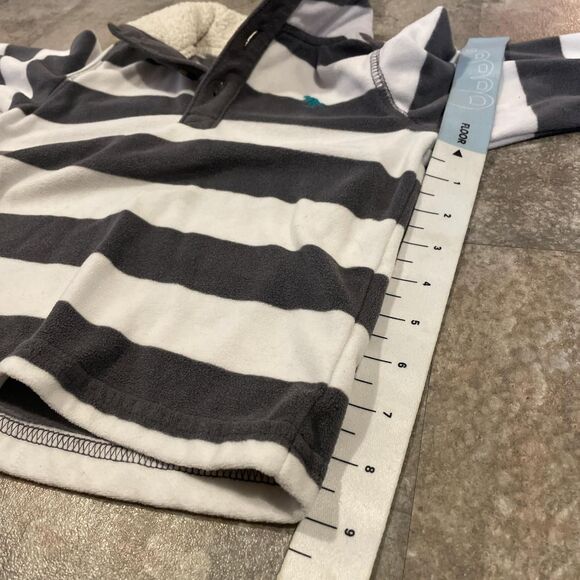 carters 2t gray and white striped quarter button fleece with teal dinosaur - Picture 5 of 6